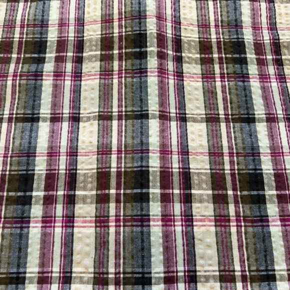 Pappagallo Woman Button Up Blouse Shirt Top Size XL Plaid Green/Burgandy - Picture 6 of 8